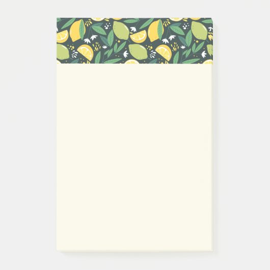 Geel lemon en groen Limoen fruitpatroon Post-it® Notes (Voorkant)