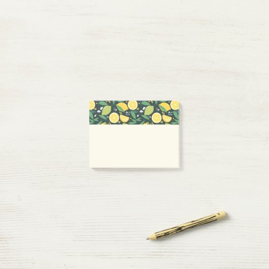 Geel lemon en groen Limoen fruitpatroon Post-it® Notes (Op bureau)