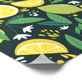 Geel lemon en groen Limoen fruitpatroon Poster (Hoek)