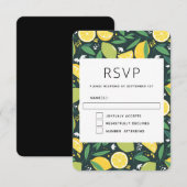 Geel lemon en groen Limoen fruitpatroon RSVP Kaartje (Voorkant / Achterkant)