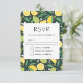 Geel lemon en groen Limoen fruitpatroon RSVP Kaartje (Staand voorkant)