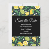 Geel lemon en groen Limoen fruitpatroon Save The Date (Voorkant)