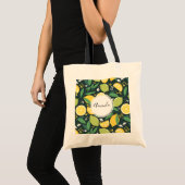 Geel lemon en groen Limoen fruitpatroon Tote Bag (Voorkant (product))