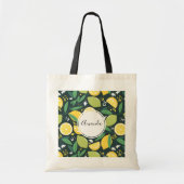 Geel lemon en groen Limoen fruitpatroon Tote Bag (Voorkant)