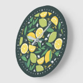 Geel lemon en groen Limoen fruitspatroon Grote Klok (Hoek)