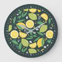 Geel lemon en groen Limoen fruitspatroon
