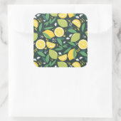 Geel lemon- en Limoen-fruitpatroon Vierkante Sticker (Tas)