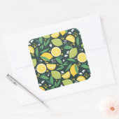 Geel lemon- en Limoen-fruitpatroon Vierkante Sticker (Envelop)