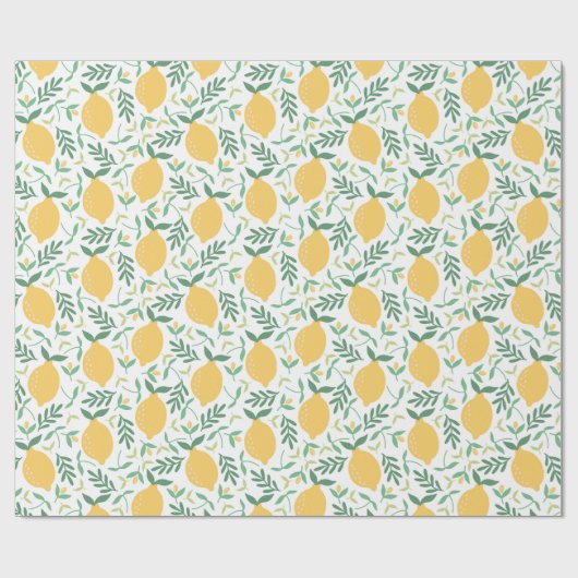 Geel lemon Fruit Pattern Food Cadeaupapier (Vlak)