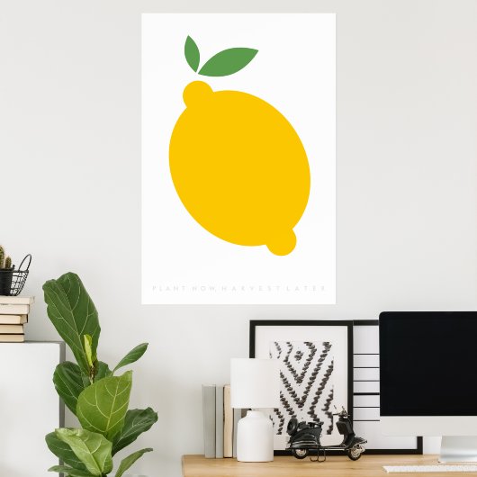 Geel Lemon Retro Poster 60's 70's Citaat (Thuiskantoor)