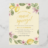Geel | Lemon Wreath Main Squeeze Vrijgezellenfeest Folie Uitnodiging (Voorkant)
