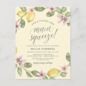 Geel | Lemon Wreath Main Squeeze Vrijgezellenfeest Uitnodiging Briefkaart (Voorkant)