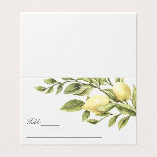 Geel | Lemons Leaves elegant Wedding Visitekaartje (Buitenkant ongevouwen)