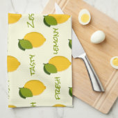 Geel lemons Pattern Fresh Zesty Tasty Lemony Theedoek (Quarter Fold)