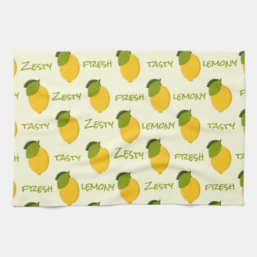 Geel lemons Pattern Fresh Zesty Tasty Lemony Theedoek (Horizontaal)