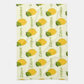 Geel lemons Pattern Fresh Zesty Tasty Lemony Theedoek (Verticaal)