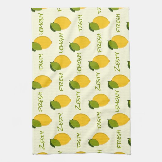 Geel lemons Pattern Fresh Zesty Tasty Lemony Theedoek (Verticaal)