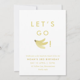 Geel Lets Go Bananen Verjaardag Banaan Party Thema Kaart