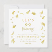Geel Lets Go Bananen Verjaardag Banaan Party Thema Kaart (Voorkant)