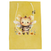 Geel Leuk Bijen Bloemen Baby shower Medium Cadeauzakje (Voorkant)