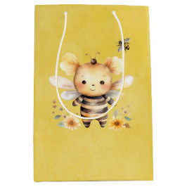 Geel Leuk Bijen Bloemen Baby shower Medium Cadeauzakje