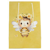 Geel Leuk Bijen Bloemen Baby shower Medium Cadeauzakje (Achterkant)