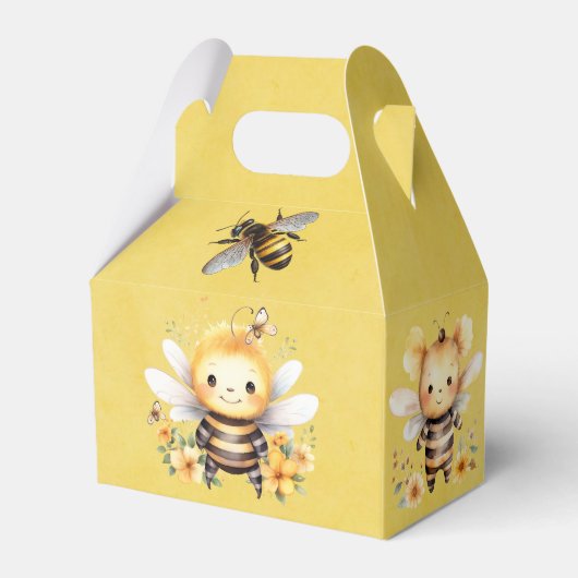 Geel Leuk Bumble Bee Florals Baby shower Bedankdoosjes (Achterkant)