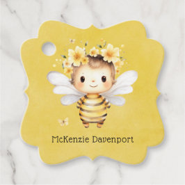 Geel Leuk Bumble Bee Florals Baby shower Bedankjes Labels