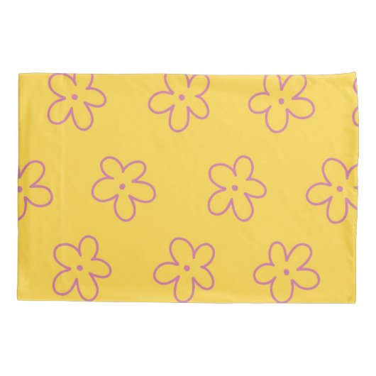 Geel Levendig Y2K Wildflower Bold Retro Spring Kussensloop (Achterkant)