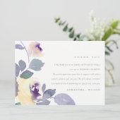 GEEL LIC PAARS ROOS WATERVERF FLORAL WEDING BEDANKKAART (Staand voorkant)