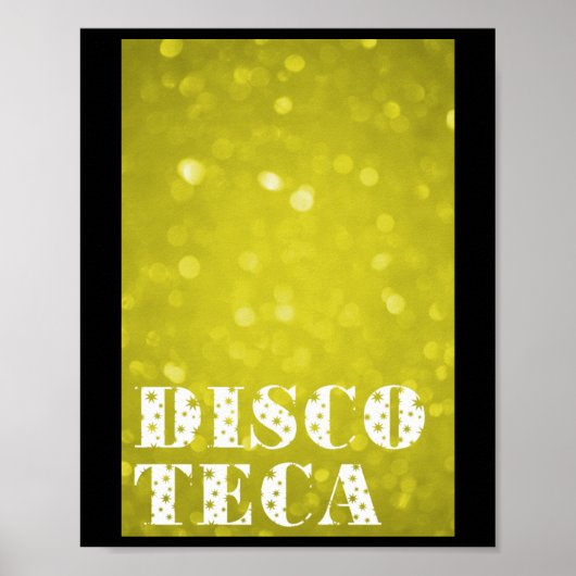 Geel licht Discoteca Tekst Sterren Verticale Stick Poster (Voorkant)