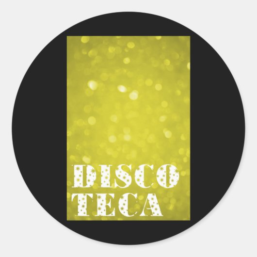 Geel licht Discoteca Tekst Sterren Verticale Stick Ronde Sticker (Voorkant)
