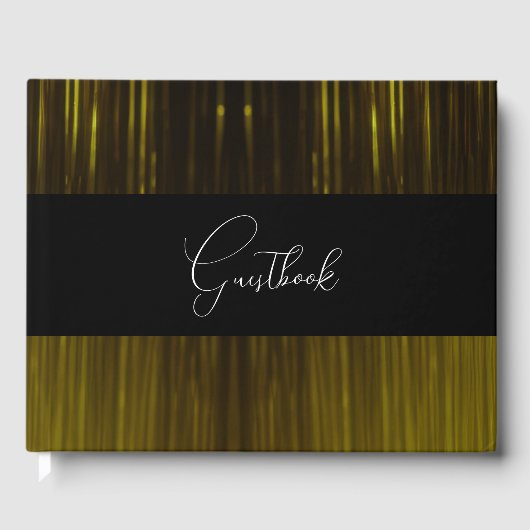 Geel licht strepen bruiloft gastenboek (Voorkant)