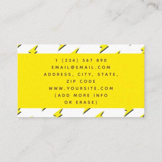 Geel Lightning Patroon Elektrische Service Power Visitekaartje (Achterkant)