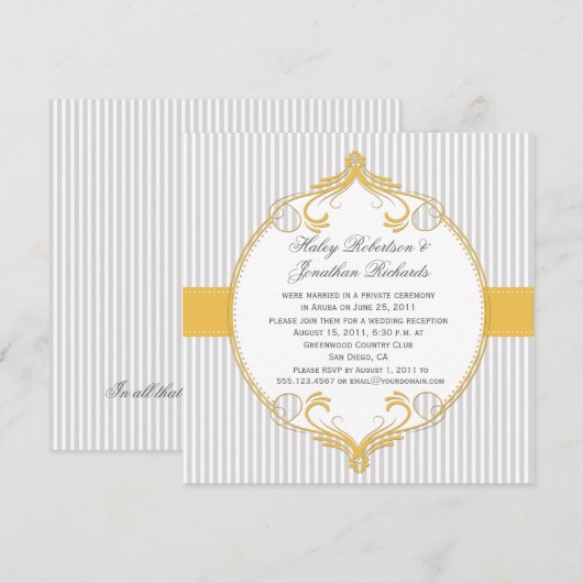 Geel Lijst Grijze Witte Stripes Weddenschap Kaart (Voorkant / Achterkant)