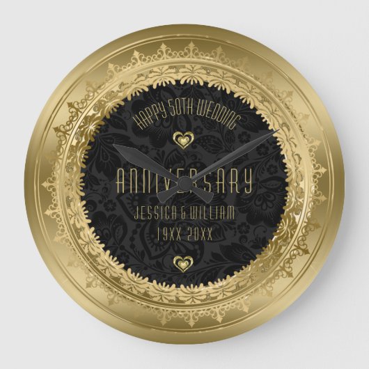 Geel Lijst met gouden rand 25e bruiloft Jubileum Grote Klok (Voorkant)