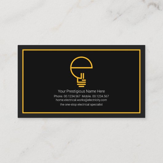 Geel Lijst Stijlvol Letter-E Bulb Electrice Visitekaartje (Achterkant)