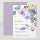 GEEL LILA FLORAAL VRIJGEZELLENFEEST INVITE BEDANKKAART (Voorkant / Achterkant)