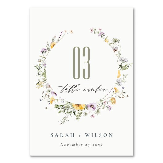 Geel Lila Lijst van de Wildbloem Kaart (Voorkant)