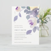 GEEL LILA PAARS ROOS FLORAAL BABY SHOWER INVITE BEDANKKAART (Staand voorkant)