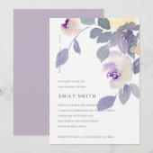 GEEL LILA PAARS ROOS FLORAAL BABY SHOWER INVITE BEDANKKAART (Voorkant / Achterkant)