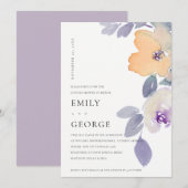 GEEL LILA PAARSE ROOS FLORAL COUPLE SHOWER KAART (Voorkant / Achterkant)