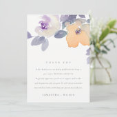 GEEL LILA PAARSE WATERVERF ROOS FLORAL WEDING BEDANKKAART (Staand voorkant)