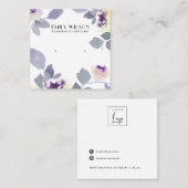 GEEL LILA ROOS FLORAL STUD EARRING DISPLAY VIERKANTE VISITEKAARTJE (Voorkant / Achterkant)