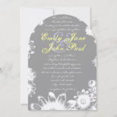 Geel Lila Rustic Floral Wedding Kaart (Voorkant)