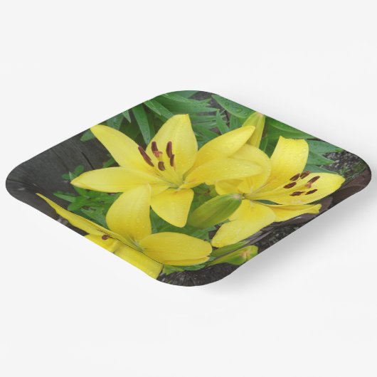 Geel Lilly Designed Square Paper Bord (Gebogen)