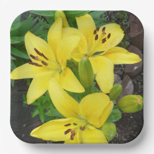 Geel Lilly Designed Square Paper Bord