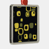 Geel, Limoen, zwart-wit, Abstracte kunst Ornamente Metalen Ornament (Rechts)