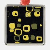 Geel, Limoen, zwart-wit, Abstracte kunst Ornamente Metalen Ornament (Voorkant)