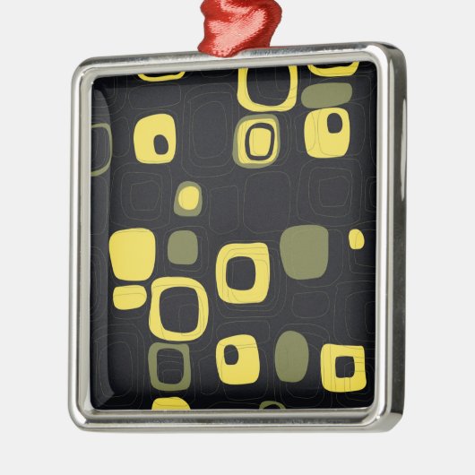 Geel, Limoen, zwart-wit, Abstracte kunst Ornamente Metalen Ornament (Links)